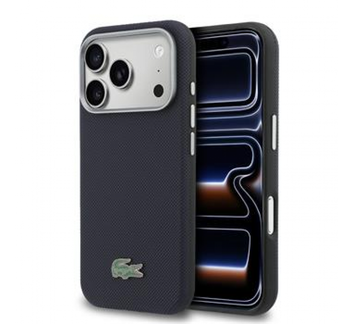 Lacoste PVC Petit Pique Semi Wrap MagSafe Kryt pro iPhone 17 Pro Max Navy