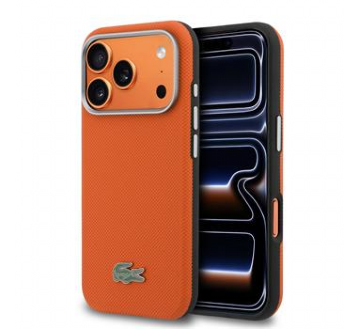 Lacoste PVC Petit Pique Semi Wrap MagSafe Kryt pro iPhone 17 Pro Max orange