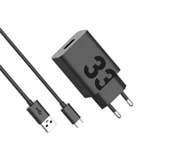 MC-332L Motorola TurboPower USB-A 33W Cestovní Nabíječka + USB-C Datový Kabel Black