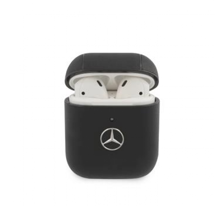 MEA2CSLBK Mercedes Kožené Pouzdro pro AirPods 1/2 Black