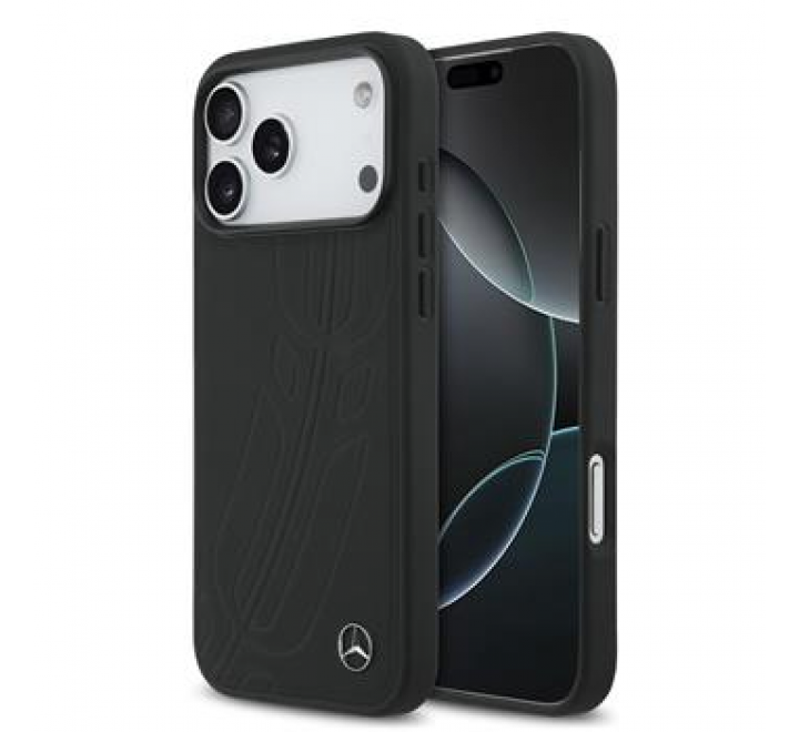 Mercedes Leather Large Lauer Leaves MagSafe Zadní Kryt pro iPhone 17 Pro Max Black