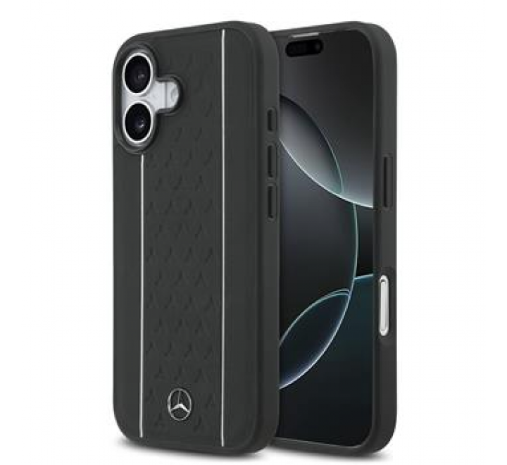 Mercedes Leather Star Pattern and Stripes MagSafe Zadní Kryt pro iPhone 17 Black/White