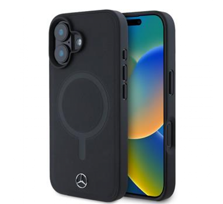Mercedes Smooth Leather MagSafe Zadní Kryt pro iPhone 16 Black