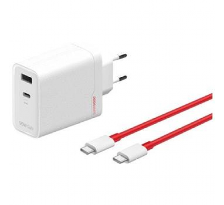 OnePlus SUPERVOOC 120W Dual USB-A + USB-C Cestovní Nabíječka + USB-C/USB-C Kabel White