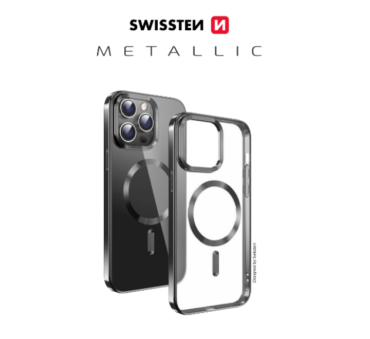 POUZDRO SWISSTEN CLEAR JELLY MagStick METALLIC PRO APPLE IPHONE 17e ČERNÉ