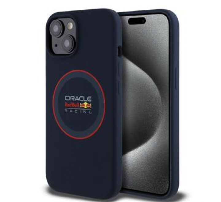 Red Bull Silicone Red Ring MagSafe Zadní Kryt pro iPhone 14 Navy