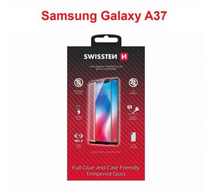 SKLO SWISSTEN FULL GLUE, COLOR FRAME, CASE FRIENDLY PRO SAMSUNG GALAXY A37 5G ČERNÉ
