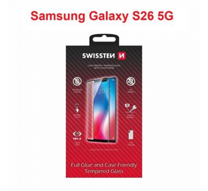SKLO SWISSTEN FULL GLUE, COLOR FRAME, CASE FRIENDLY PRO SAMSUNG GALAXY S26 5G ČERNÉ