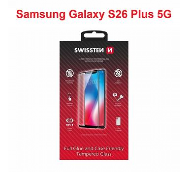SKLO SWISSTEN FULL GLUE, COLOR FRAME, CASE FRIENDLY PRO SAMSUNG GALAXY S26 PLUS 5G ČERNÉ