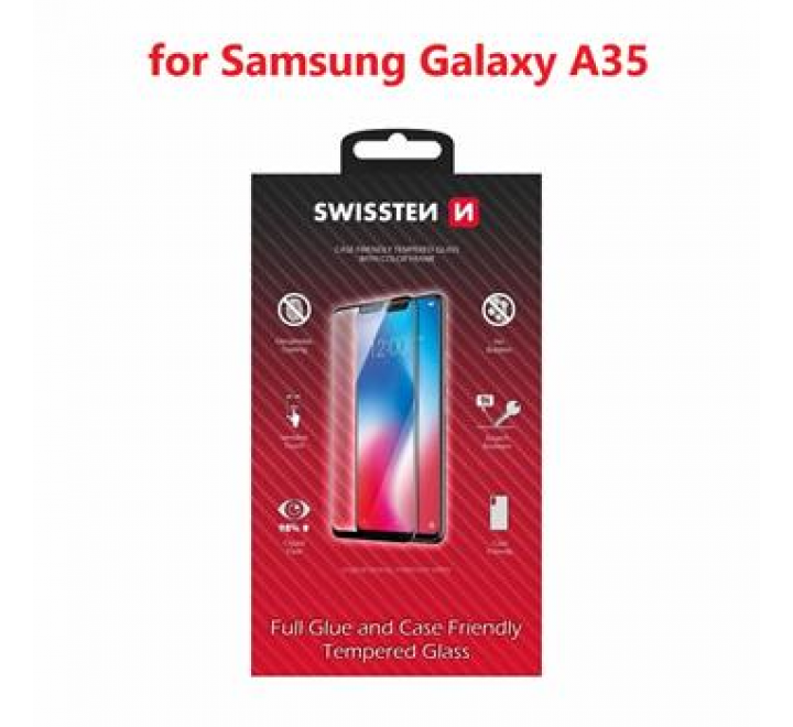 SKLO SWISSTEN FULL GLUE, COLOR FRAME, CASE FRIENDLY PRO SAMSUNG S911 GALAXY S24 5G ČERNÉ