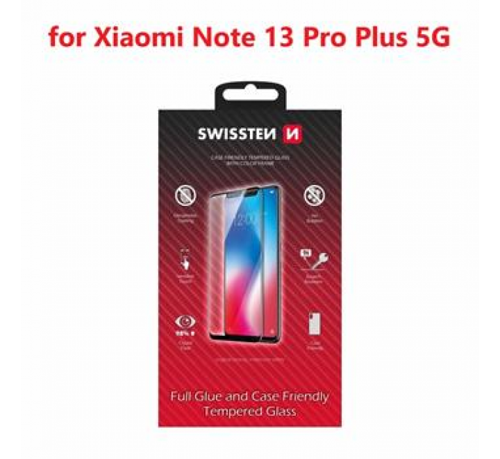 SKLO SWISSTEN FULL GLUE, COLOR FRAME, CASE FRIENDLY PRO XIAOMI NOTE 13 PRO PLUS 5G ČERNÉ