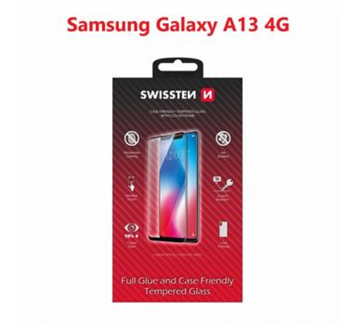 SKLO SWISSTEN FULL GLUE, COLOR FRAME, CASE FRIENDLY SAMSUNG GALAXY A13 4G ČERNÉ