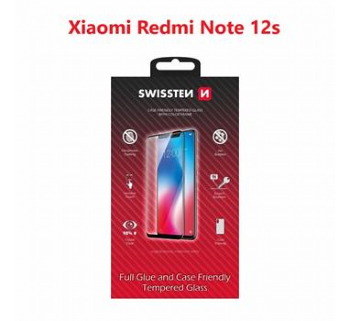 SKLO SWISSTEN FULL GLUE, COLOR FRAME, CASE FRIENDLY XIAOMI REDMI NOTE 12s ČERNÉ