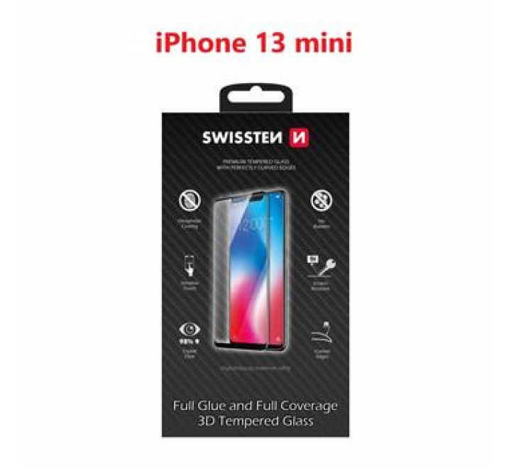 SKLO SWISSTEN ULTRA DURABLE 3D FULL GLUE GLASS APPLE IPHONE 13 mini ČERNÉ