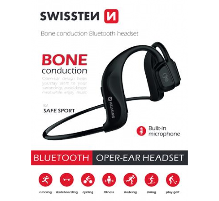 SLUCHÁTKA BLUETOOTH SWISSTEN BONE CONDUCTION ČERNÁ