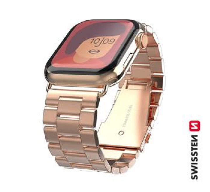 SWISSTEN ŘEMÍNEK PRO APPLE WATCH KOVOVÝ 38-40 mm RŮŽOVO ZLATÝ