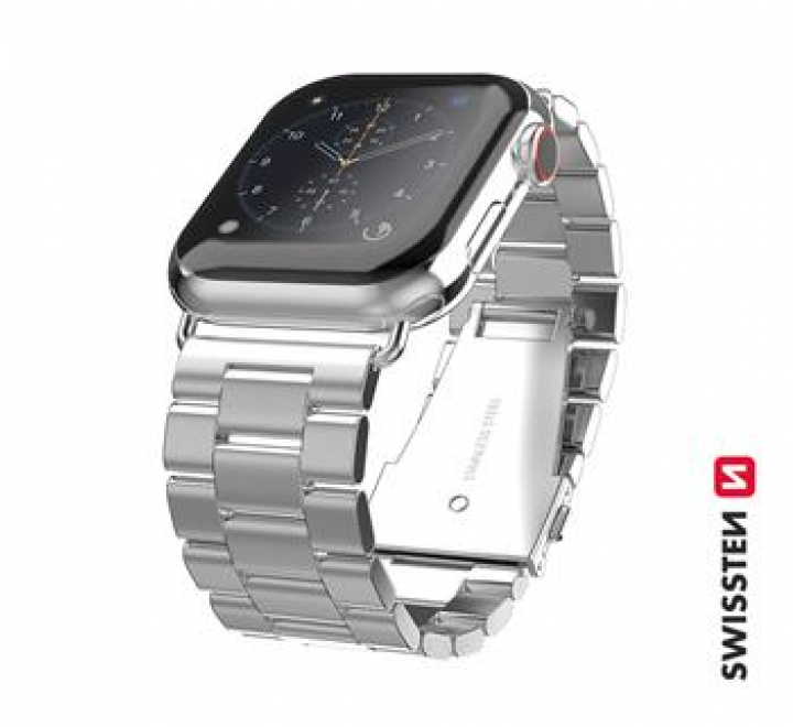 SWISSTEN ŘEMÍNEK PRO APPLE WATCH KOVOVÝ 42-44 mm STŘÍBRNÝ