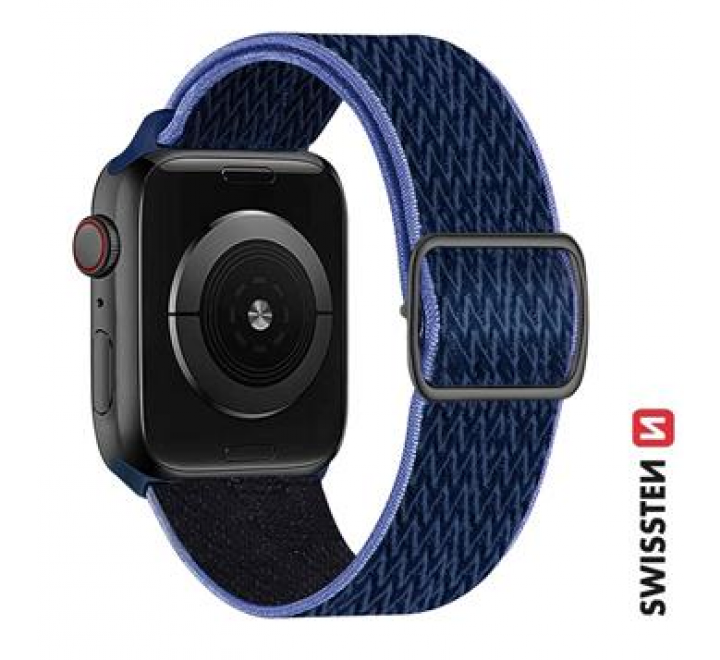 SWISSTEN ŘEMÍNEK PRO APPLE WATCH NYLONOVÝ 38 / 40 / 41 mm MODRÝ/FIALOVÝ (se sponou)