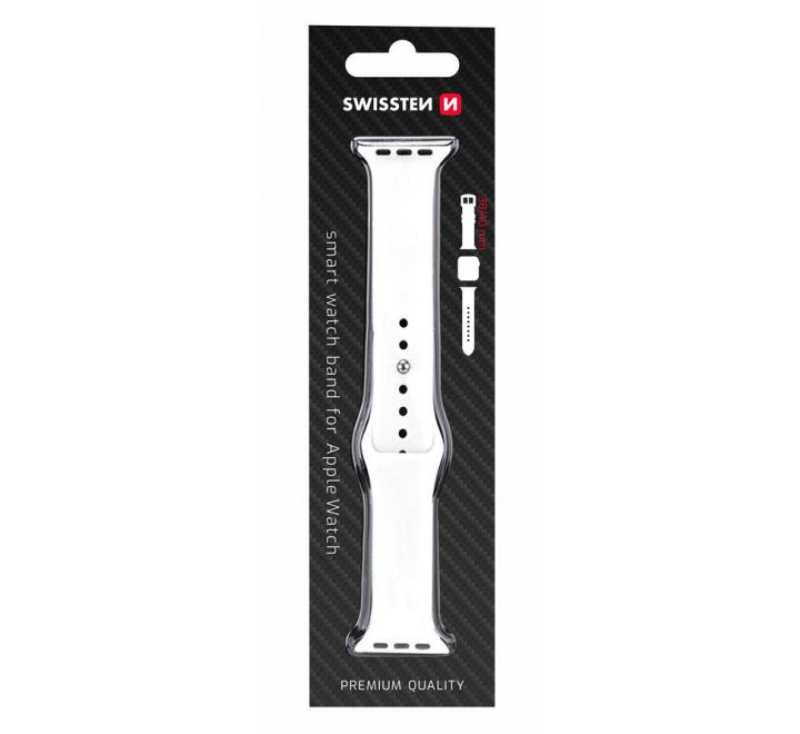 SWISSTEN ŘEMÍNEK PRO APPLE WATCH SILIKONOVÝ 38-40 mm BÍLÝ