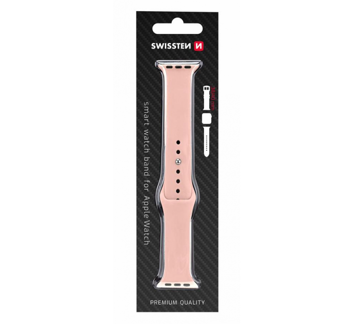 SWISSTEN ŘEMÍNEK PRO APPLE WATCH SILIKONOVÝ 38-40 mm PÍSKOVĚ RŮŽOVÝ