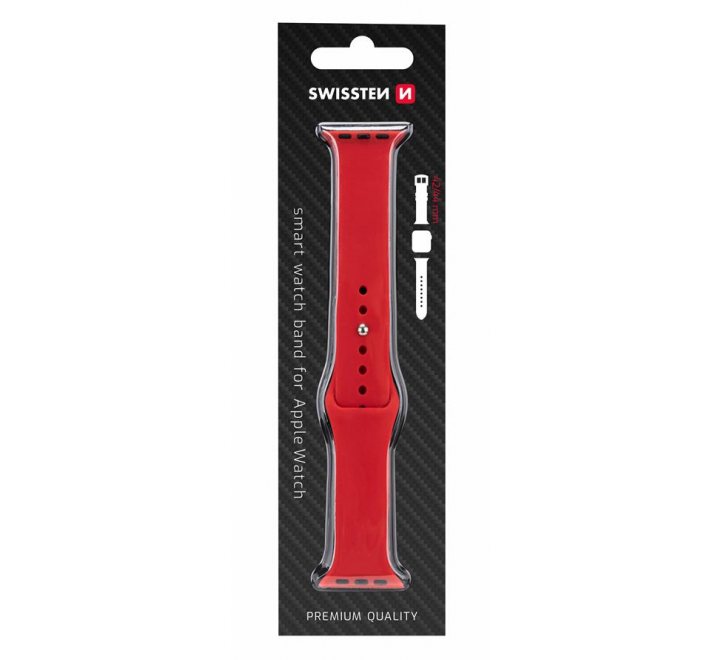 SWISSTEN ŘEMÍNEK PRO APPLE WATCH SILIKONOVÝ 42-44 mm ČERVENÝ