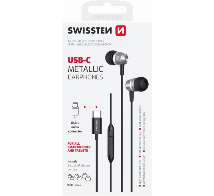 USB-C SLUCHÁTKA SWISSTEN METALLIC ČERNÁ