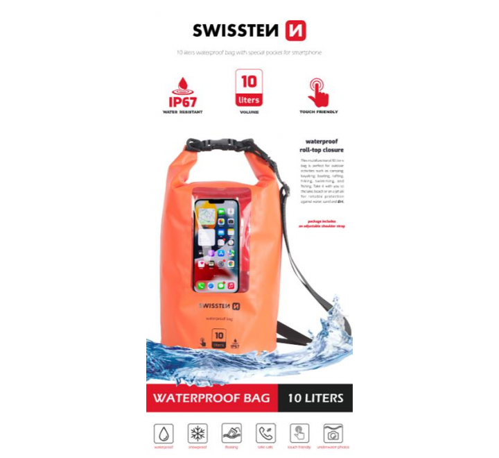VODOTĚSNÉ POUZDRO SWISSTEN WATERPROOF ORANŽOVÉ(10L)